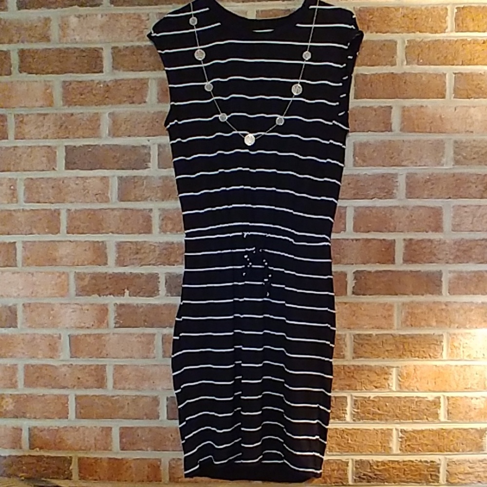 Black Striped Casual Dress